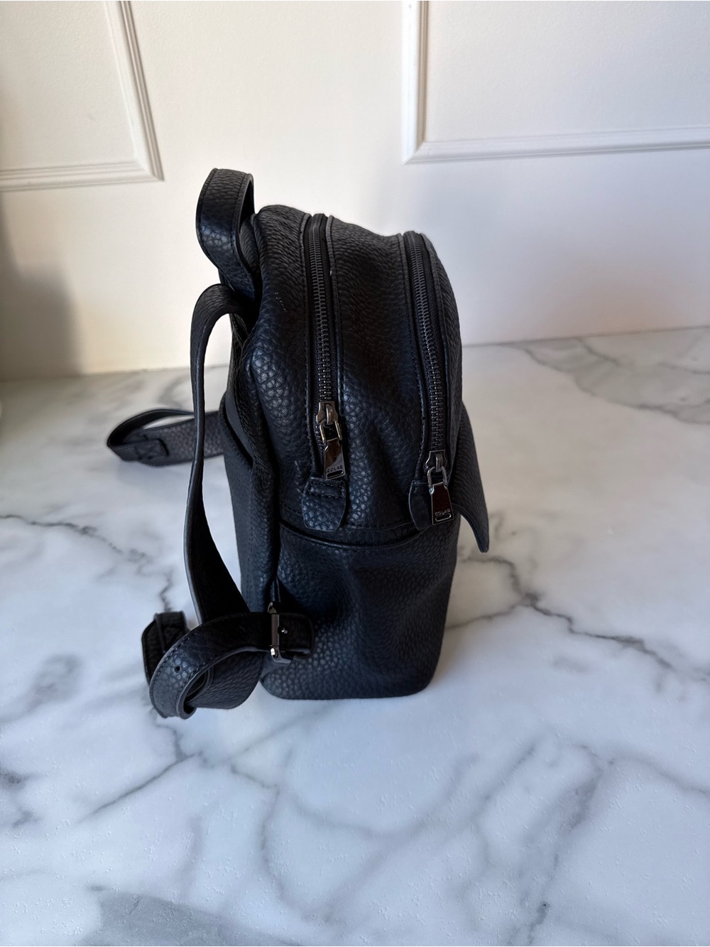 Colab Black Pebbled Leather Mini Backpack whimsigoth Grunge Closet staple goth - Picture 2 of 6